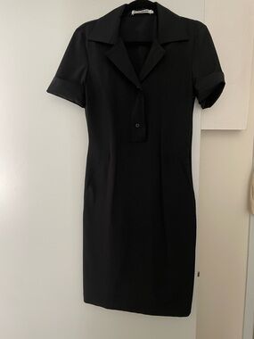 Jil Sander Black Short-Sleeve Collared Dress